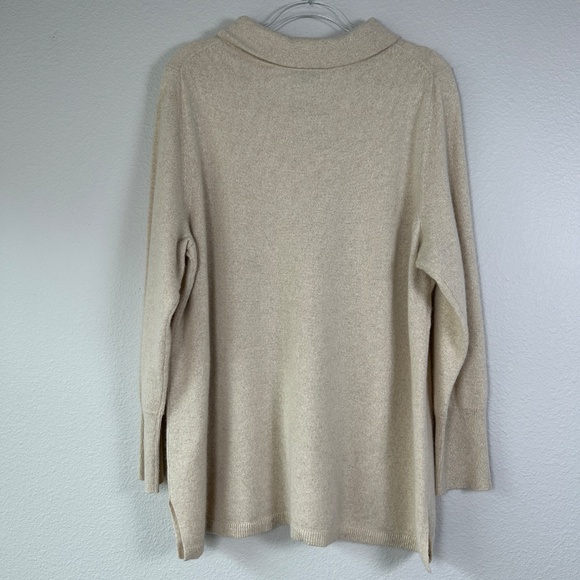 Talbots plus size 2X mock neck pullover sweater cashmere blend beige metallic - Picture 8 of 11